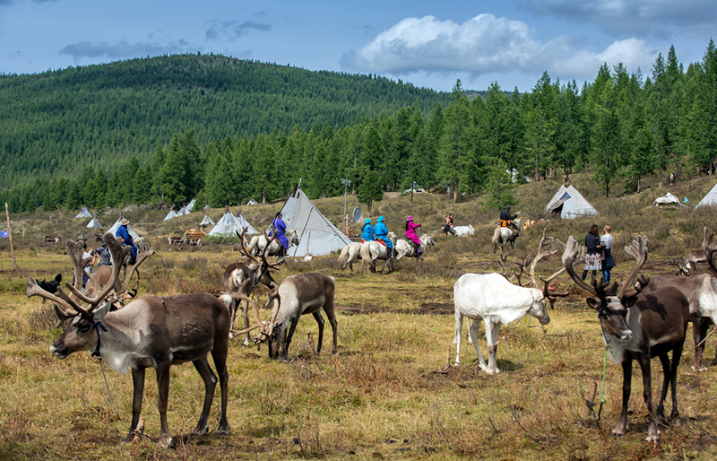 Tsaatan people at northern mongolia
